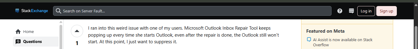 Outlook still shows the error